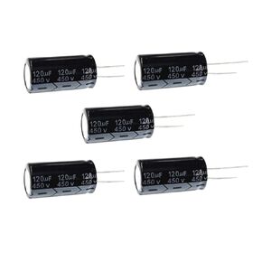 Capacitor 120uF 450V 18X30 +/-20% 105°C 5 PCS Aluminum Electrolytic Capacitor,120uF 450V Capacitor,120uF Capacitor,450V Capacitor,120uF Capacitor 450V,120 MFD,450V 120uF Capacitor
