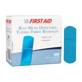 99915 Blue Metal Detectable Adhesive Strips, Sterile, Lightweight, 1" Width, 3" Length, Pack of 1200