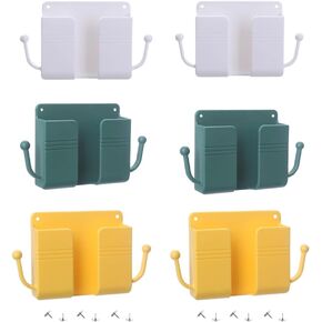 wall-mounted storage box upgrade 6 packs, Wall Mount Phone Holder, multi-functional self-adhesive hook rack，Send thumbtacks, which can be fixed on rough wood, mobile phone