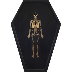 TOSOENPHY Gothic Coffin Serving Tray Decor - Wooden Coffin Tray with Etched Skeleton Decor for Spooky Gothic Home Wall Horror Decor, 16 x 11 x 0.8 inch in Kuwait