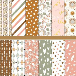 Scrapbook Paper Sheets, HADEEONG Scrapbook Supplies Craft Paper 11.8x11.8 Inch Happy New Year Pattern Paper Double-Sided Decorative Paper Folded Flat for Craft DIY Card Making, 24 Pack
