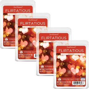 Scentsationals Wax Melts, Wax Cubes Strong Scent - Flirtatious - Long Lasting Scented Wax Melts for Warmer, 2.5 oz (4-Pack)