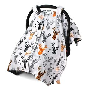 Baby Car Seat Canopy Cover - White Bear and Trees