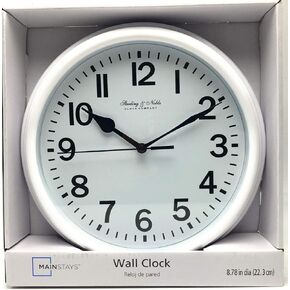 Mainstay Sterling and Noble 8.78" Analog Display Wall Clock - White