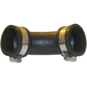 LASCO 25-6832 Drain Pipe 90 Degree Elbow Flexible Rubber Connector with Clamps, 2" x 2"
