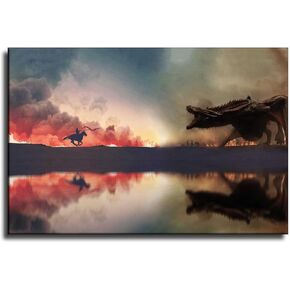 Daenerys Targaryen, Dragon, Jaime Lannister Canvas Art Poster And Wall Art Picture Print Modern Family Bedroom Decor Posters 16x24inch(40x60cm)