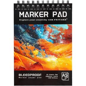 FEITKAE Bleedproof Marker Papers for Alcohol Markers 60 Sheets / A4 8.3"x11.7" (210x297mm) 120lb/200gsm Smooth Art Papers for Artists Students Kids Sketching Printing Drawing Paper