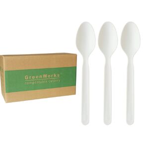 GreenWorks 1000 Count 7" Heavy-duty Compostable Forks, BPI Certified Large Bulk Disposable Cutlery Fork