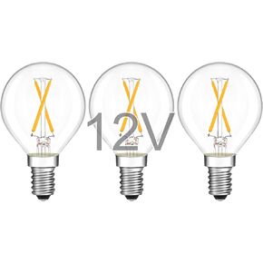 12 Volt Low Voltage LED Light Bulbs - Soft Warm 2700K 2W (Only for 12V DC/AC)- 25W Equivalent E26 Edison Base Small Globe Bulb for RV, Landscape Lights - 3 Pack
