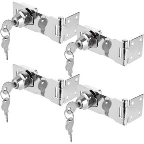 CYEAH 4 Set Keyed Hasp Locks, 4 inch Hasp Locks with Keys, Twist Knob Keyed Locking Hasp Zinc Alloy Hasp Latches for Cabinet Small Door, Chrome Plated