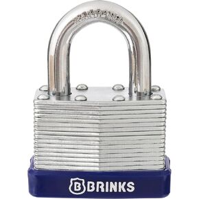 BRINKS - 44mm Laminated Steel Keyed Padlock - Chrome Plated with Hardened Steel Shackle