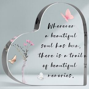 Memorial Gifts for Loss of Loved One, Loss of One Heart-shaped Acrylic Plaque Keepsake, Bereavement Sympathy Gifts, Red Cardinal Remembrance Decor Acrylic Plaque