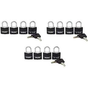 Master Lock 131Q 1-3/16" Wide Weatherproof Solid Body Padlock; 12-Pack