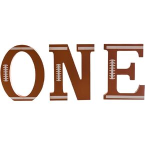 Football Wood ONE Sign, Decorative Wooden Block Word Signs, Freestanding Wooden Letters,Set of 3 Football 6 Inch ONE Signs