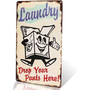 dingleiever-Laundry Drop Your Pants here Metal Sign Vintage Garage Wall Decor Rat Rod Stickers