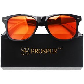 Prosper™ Amber Blue Light Blocking Glasses - Blue Light Blockers for Computer, Gaming, TV, Eyestrain, Sleep Improvement - Melatonin Boosting Lens for Men and Women - Naturally Enhances Rest