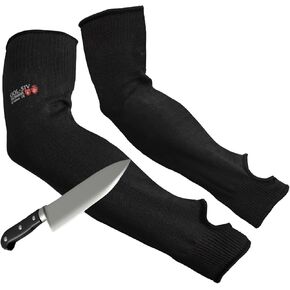 Arm Protectors for Thin Skin and Bruising, Cut Resistant Sleeves for Men Women, A5 Level Farmer Sleeves for Gardening, Welding, Kitchen (Black, 17.7 in)