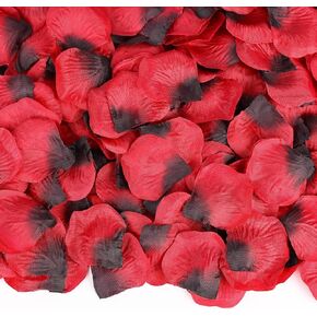 DomeStar 2000PCS Red Rose Petals, Artificial Flower Petals Fake Rose Petals Fabric Petals Silk Red Rose Petals for Romantic Night Wedding Valentines