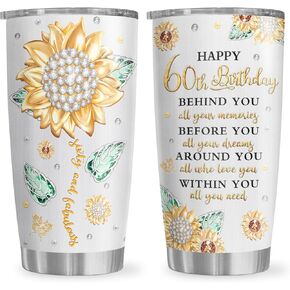 60th Birthday Tumbler 20oz, 60th Birthday Gifts for Women/Men Mug, 60th Birthday Decorations Women, 60th Birthday Gift Ideas Cup, Happy 60th Birthday Gifts