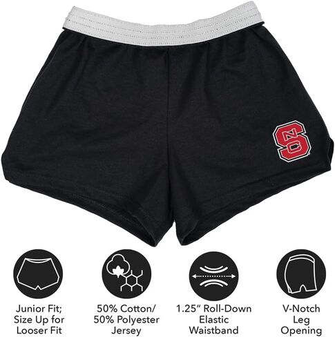 Campus Lab Official Collegiate School Logo Womens Soffe Short, Elastic Fold Over Waist Shorts, Junior Fit in Kuwait