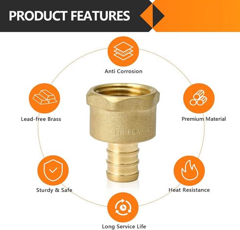 20 حزمة من تركيبات PEX، 1/2 بوصة PEX x 1/2 بوصة ذكر NPT، محول ذكر Pex 1/2 بوصة، تركيب مجعد نحاسي لأنابيب Pex، ASTM F1807 in Saudi Arabia