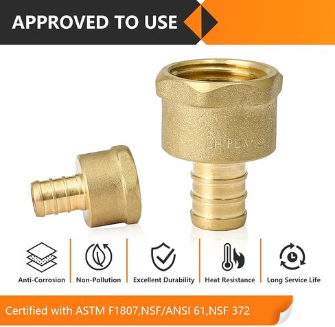 20 حزمة من تركيبات PEX، 1/2 بوصة PEX x 1/2 بوصة ذكر NPT، محول ذكر Pex 1/2 بوصة، تركيب مجعد نحاسي لأنابيب Pex، ASTM F1807 in Saudi Arabia