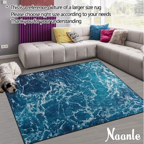 Naanle Ocean Beach Theme Area Rug 5'x7', Sea Waves Polyester Area Rug Mat for Living Dining Dorm Room Bedroom Home Decorative in Saudi Arabia