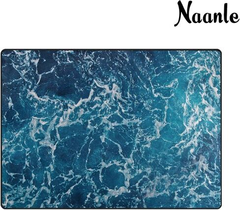 Naanle Ocean Beach Theme Area Rug 5'x7', Sea Waves Polyester Area Rug Mat for Living Dining Dorm Room Bedroom Home Decorative in Saudi Arabia