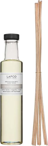 LAFCO New York Reed Diffuser Refill, Amber Black Vanilla - 8.4 oz - Up to 4-Month Fragrance Life - Includes Natural Wood Reeds - Free of Dyes & Propellants - Made in The USA in Saudi Arabia