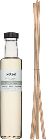 LAFCO New York Reed Diffuser Refill, Amber Black Vanilla - 8.4 oz - Up to 4-Month Fragrance Life - Includes Natural Wood Reeds - Free of Dyes & Propellants - Made in The USA in Saudi Arabia