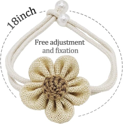 Curtain Tiebacks Curtain Ties Boho Flower Curtain tie backs Handmade Curtains tiebacks Pearl Curtain holder Tie backs for curtains Braided Curtain holdbacks for Home&Office Window Draperies (2, White) in Saudi Arabia