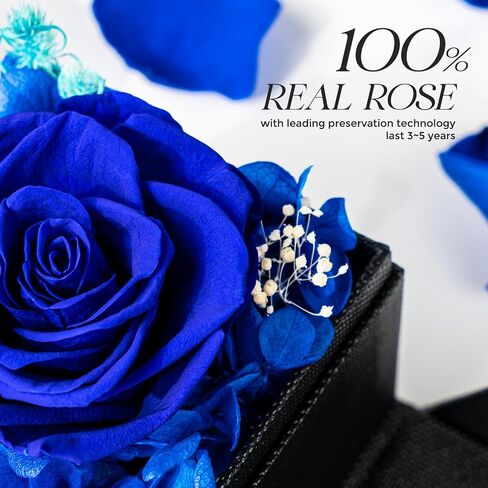 Otuo Preserved Roses Gift Jewerlry Box, Real Eternal Rose Flower with Necklace and Led Mood Light, Gifts for Girlfriend, Mom, Women, Wife, Birthday, Valentine's Day (Red) in Kuwait