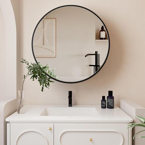 Round Medicine Cabinet Mirror with Shelf, Bathroom Wall Cabinet Medicine Cabinet with Vanity Mirror, Surface Mount Above Toilet Storage Cabinet, Black in Saudi Arabia