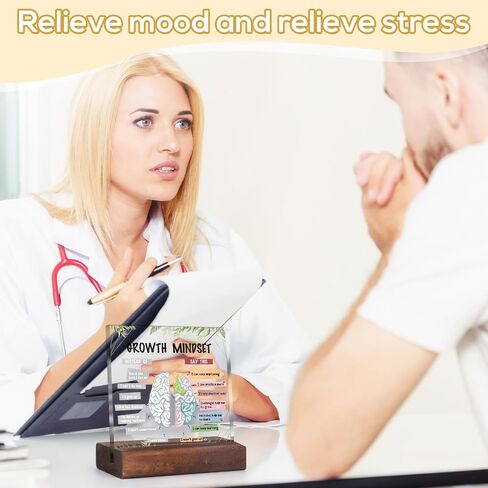 ديكور مكتب عقلية النمو - لوحة مكتب أكريليك ملهمة مع حامل خشبي هدايا مكتب العلاج للنساء، علامة ديكور مكتب إيجابية لمكتب المعالج، غرفة المعيشة، غرفة النوم in Kuwait