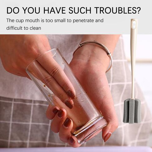 2 قطعة فرشاة تنظيف الزجاجات الإسفنج فرشاة إسفنجة لينة رغوة فرشاة للزجاجات للأكواب أكواب غلايات كؤوس مشروبات وزجاجات الأطفال in Kuwait