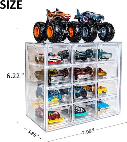 T2BTHRS أكريليك 8 حافظة عرض قابلة للتعديل للسيارات ذات العجلات الساخنة، شاحنة الوحش ذات العجلات الساخنة، سيارات مونستر جام، سيارات ماتش بوكس، سيارات ديزني بمقياس 1:64 للشاحنات والسيارات التي تقف على المكتب، المنزل للديكور in Kuwait