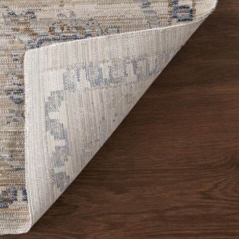 nuLOOM Arleth Indoor/Outdoor Machine Washable Area Rug 2x8 Machine Washable Indoor/Outdoor Runner Rug Traditional Cream/Light Blue Rugs for Living Room Patio Deck Front Porch Entryway Hallway Kitchen in Saudi Arabia