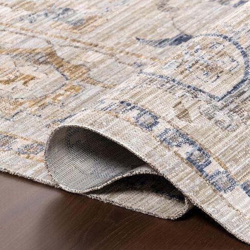 nuLOOM Arleth Indoor/Outdoor Machine Washable Area Rug 2x8 Machine Washable Indoor/Outdoor Runner Rug Traditional Cream/Light Blue Rugs for Living Room Patio Deck Front Porch Entryway Hallway Kitchen in Saudi Arabia