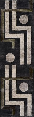 Momeni Edition Geometric Polyester Charcoal Area Rug, 2'2" x 7'7" Runner Rug for Living Room, Dining Room, Bedroom, Hallways, and Kitchen in Saudi Arabia