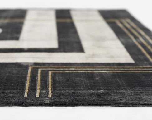 Momeni Edition Geometric Polyester Charcoal Area Rug, 2'2" x 7'7" Runner Rug for Living Room, Dining Room, Bedroom, Hallways, and Kitchen in Saudi Arabia