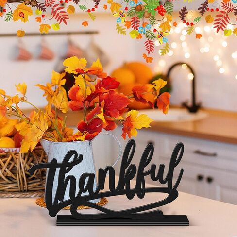 3 Pieces Thanksgiving Fall Letter Table Sign Thankful Grateful Blessed Standing Letter Table Sign Wood Rustic Table Decoration for Farmhouse Thankful Grateful Blessed Decor for Home(Gold) in Kuwait