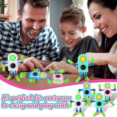 Shappy 72 Pcs Fidget Sensory Spinner Toys Transformable Chain Robot Fingertip Toy Sensory for Anxiety, Stress Relief ADHD Autism Pinata Goodie Bag Stuffers in Kuwait