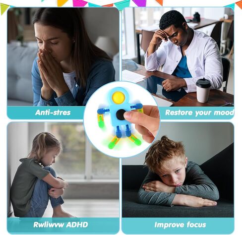 Shappy 72 Pcs Fidget Sensory Spinner Toys Transformable Chain Robot Fingertip Toy Sensory for Anxiety, Stress Relief ADHD Autism Pinata Goodie Bag Stuffers in Kuwait