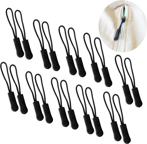 JOSDIOX 20 Pcs Replacement Zipper Pulls Black/Rose red Zipper Pull Cord Extender for Backpacks, Jackets, Luggage, Purses, Handbags (14 Black/Rose red) in Kuwait