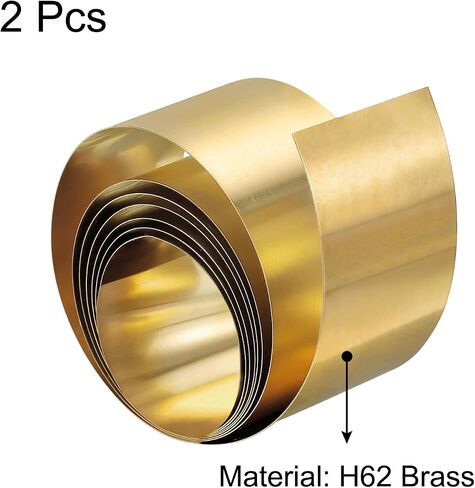 uxcell Brass Sheet Roll, 2Pcs 40" x 1.2" x 0.002" H62 Metal Foil Plate for Crafts, Electrical Repairs, Industry in Saudi Arabia