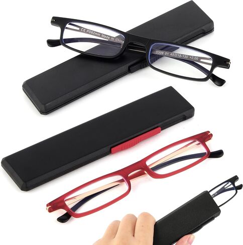 Ultra-thin Folding Reading Glasses Anti Blue Ray, Lightweight TR90 Compact Readers with Flat Case for Men Women 2 PCS in Saudi Arabia