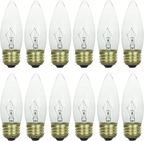 Sunlite Incandescent 25 Watt Torpedo Tip Chandelier 194 Lumens Clear Bulb 12 Pack in Saudi Arabia