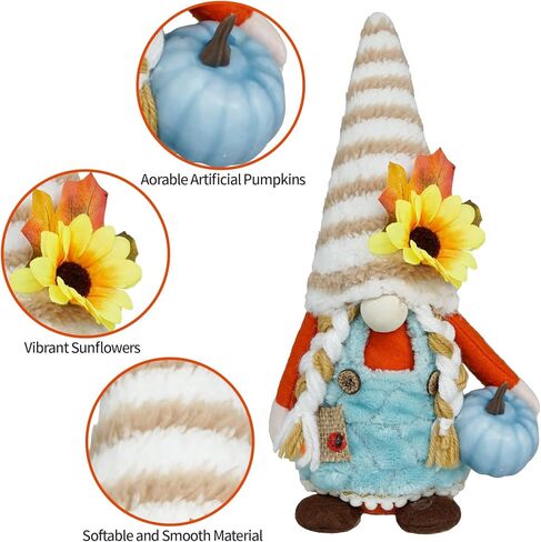 ديكورات CRCZK Fall Gnomes، ديكور خريف Tomte Gnomes السويدي المصنوع يدويًا - حفلة عيد الشكر في المنزل وطاولة المطبخ وديكور صينية متدرجة - هدية عيد الشكر Gnomes in Kuwait