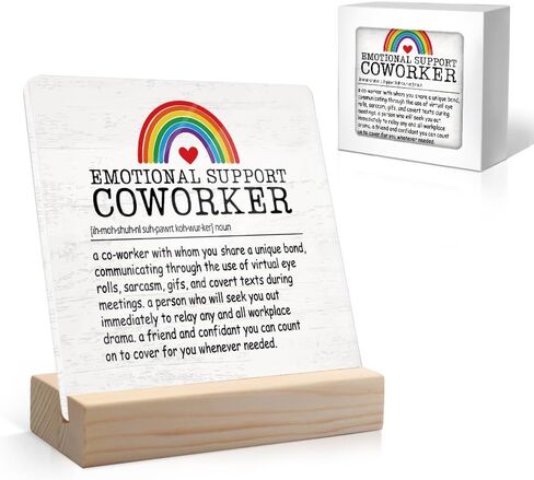 Emotional Support Coworker Acrylic Sign with Wooden Stand, Funny Coworker Gift for Men Women, Inspirational Gift for Colleague, Appreciation Going Away Retirement Gift for Work Bestie Coworker B in Saudi Arabia