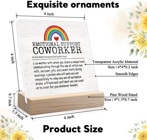 Emotional Support Coworker Acrylic Sign with Wooden Stand, Funny Coworker Gift for Men Women, Inspirational Gift for Colleague, Appreciation Going Away Retirement Gift for Work Bestie Coworker B in Saudi Arabia